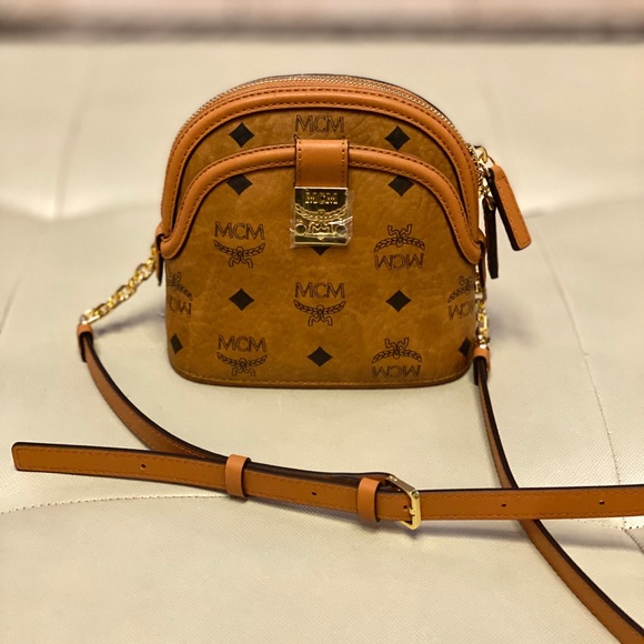 NEW! MCM Mini Anna Visetos Canvas Crossbody Bag - Picture 3 of 16